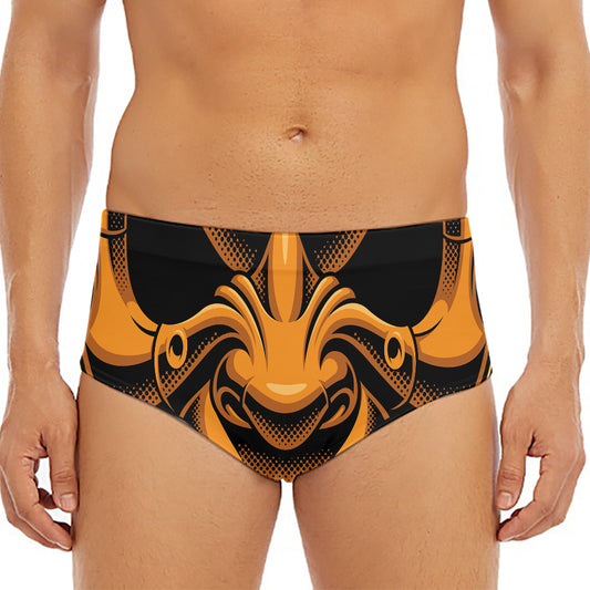 Japanese Warrior Mask Print Men's Triangle Swim Briefs