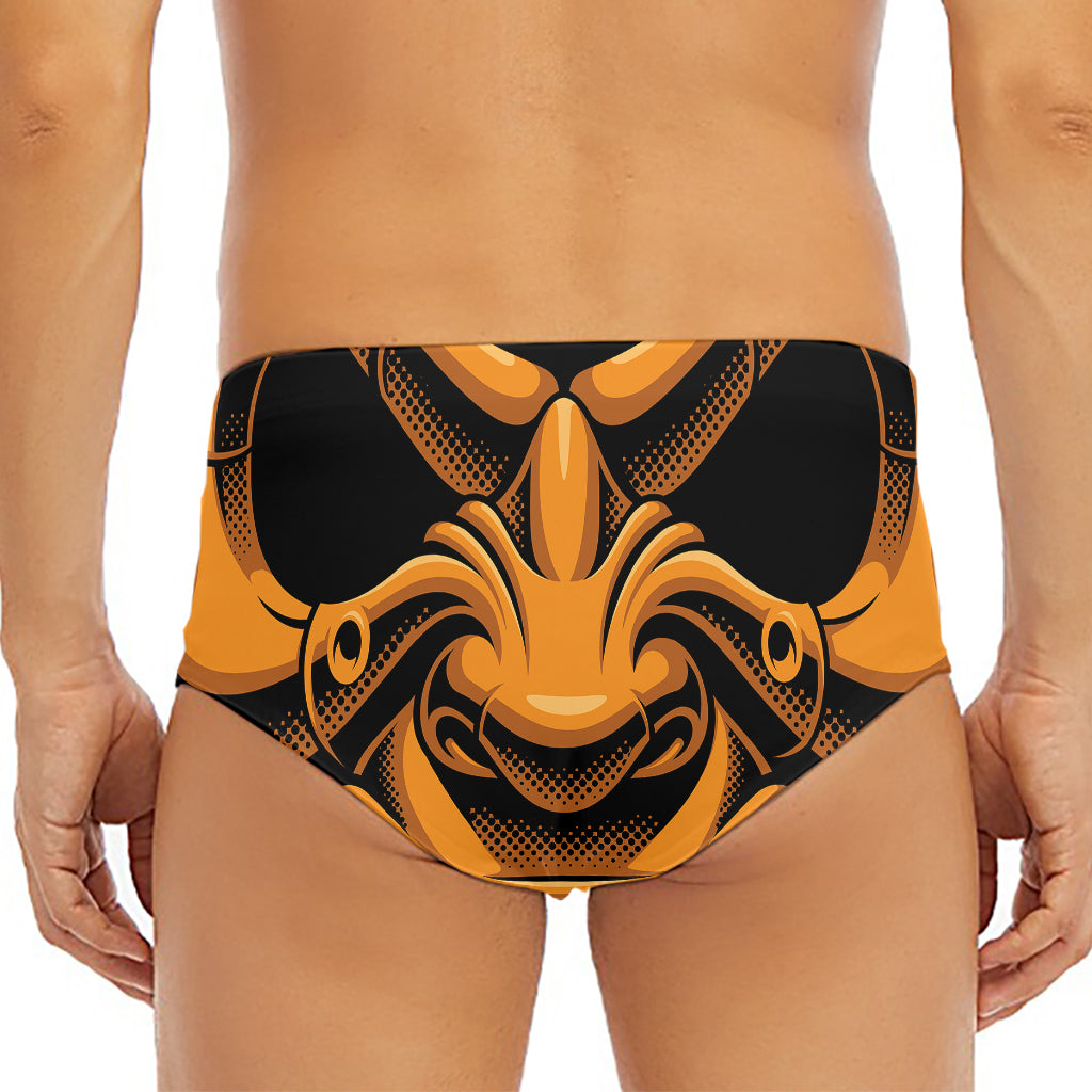 Japanese Warrior Mask Print Men's Triangle Swim Briefs