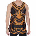 Japanese Warrior Mask Print Men's Velvet Tank Top