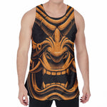 Japanese Warrior Mask Print Men's Velvet Tank Top
