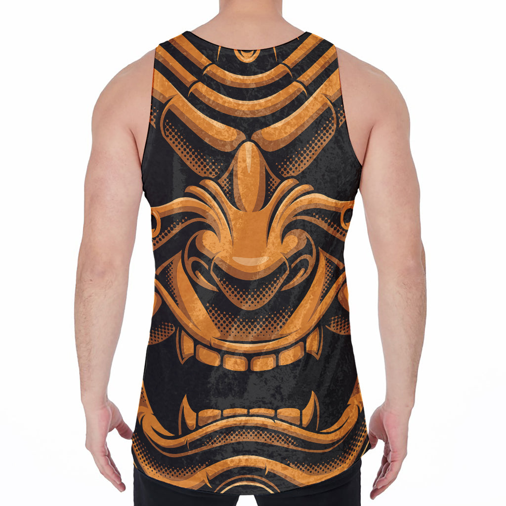 Japanese Warrior Mask Print Men's Velvet Tank Top