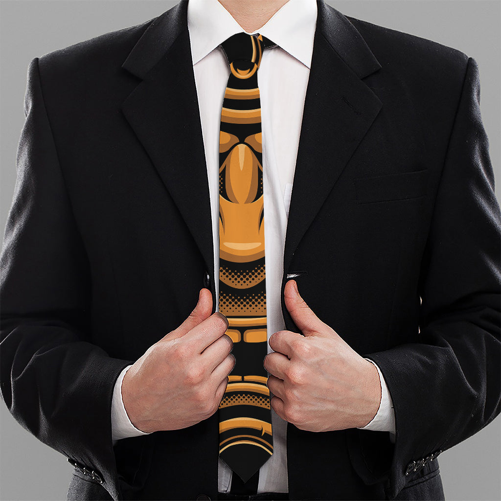 Japanese Warrior Mask Print Necktie