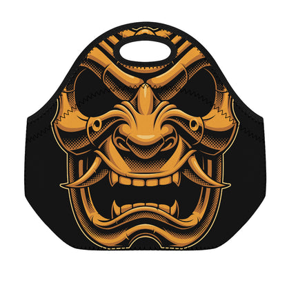 Japanese Warrior Mask Print Neoprene Lunch Bag