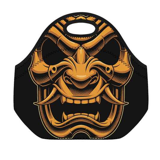 Japanese Warrior Mask Print Neoprene Lunch Bag