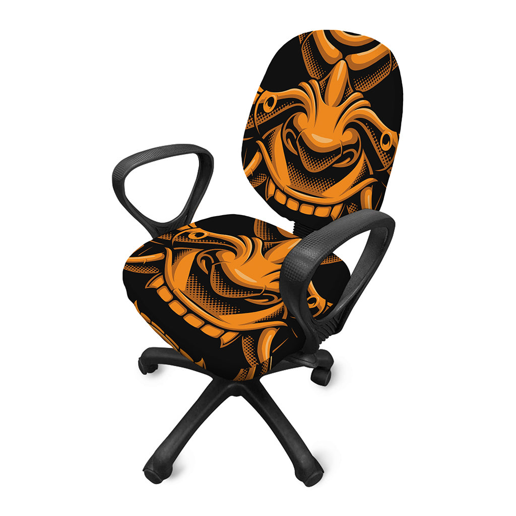 Japanese Warrior Mask Print Office Chair Cover
