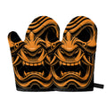 Japanese Warrior Mask Print Oven Mitts