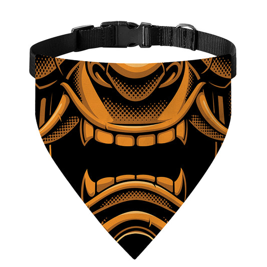 Japanese Warrior Mask Print Over The Collar Dog Bandana