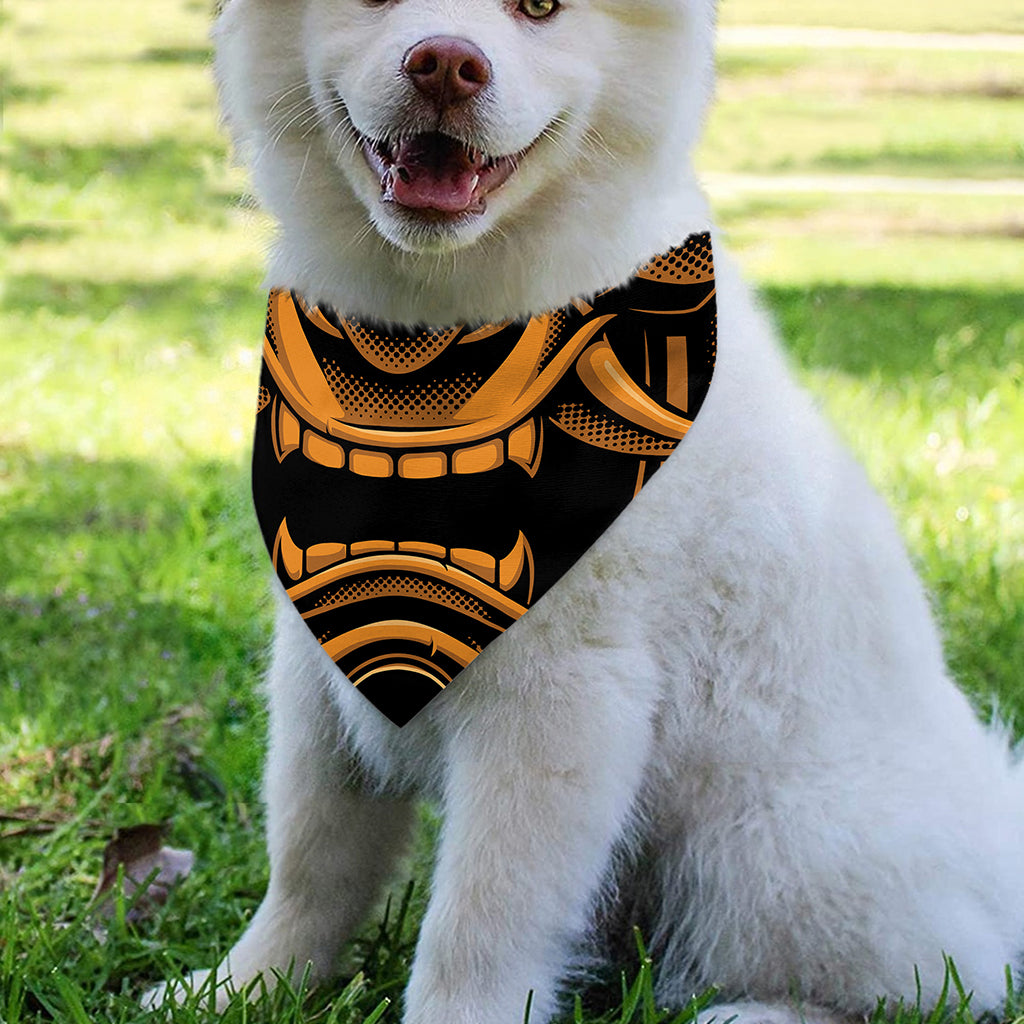 Japanese Warrior Mask Print Over The Collar Dog Bandana