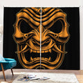 Japanese Warrior Mask Print Pencil Pleat Curtains