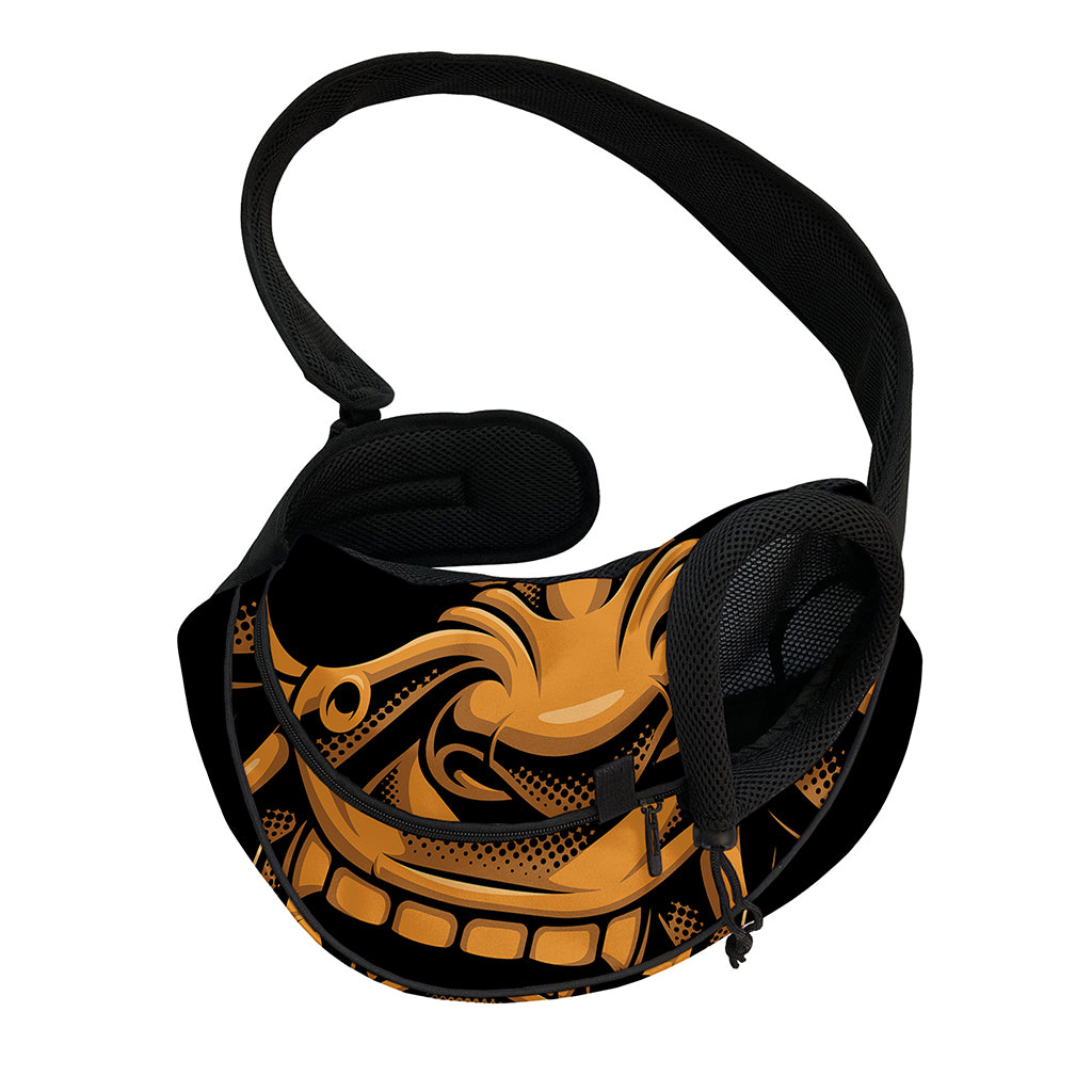 Japanese Warrior Mask Print Pet Sling Carrier