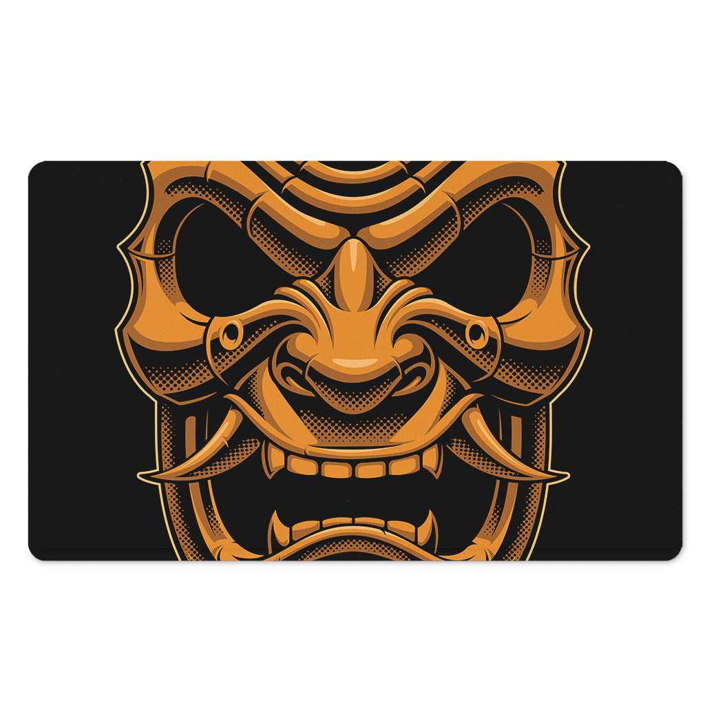 Japanese Warrior Mask Print Polyester Doormat