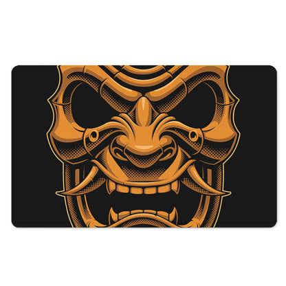 Japanese Warrior Mask Print Polyester Doormat