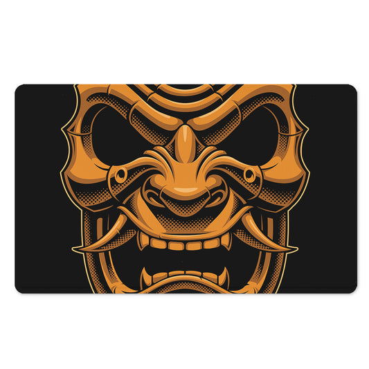 Japanese Warrior Mask Print Polyester Doormat