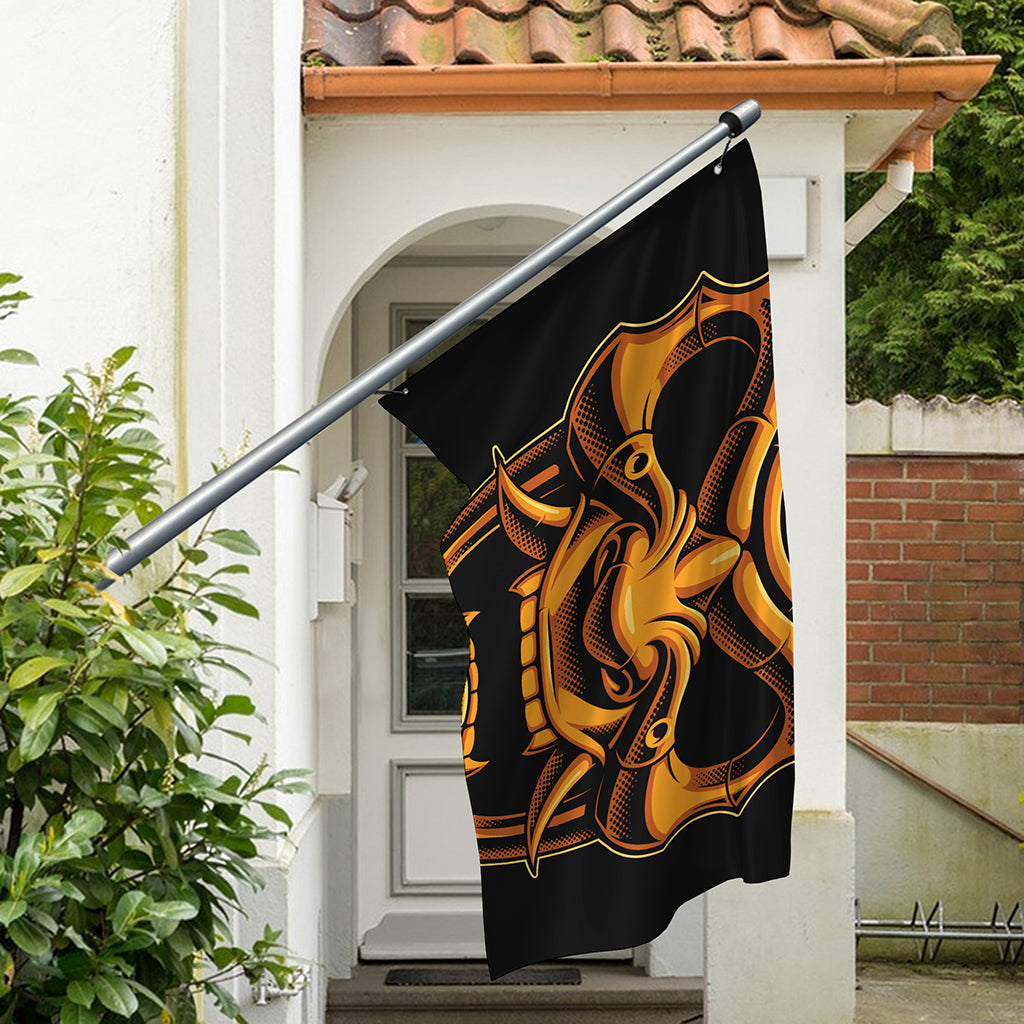 Japanese Warrior Mask Print Polyester Flag