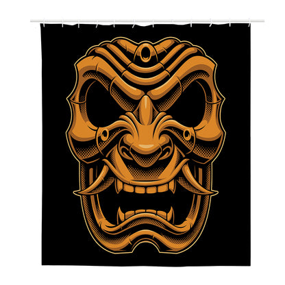 Japanese Warrior Mask Print Polyester Shower Curtain