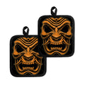 Japanese Warrior Mask Print Pot Holders