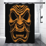 Japanese Warrior Mask Print Premium Shower Curtain