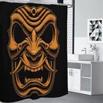 Japanese Warrior Mask Print Premium Shower Curtain