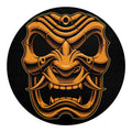 Japanese Warrior Mask Print Round Blanket