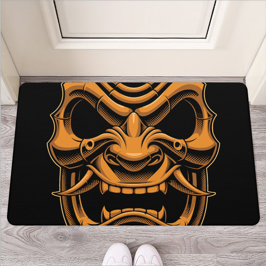 Japanese Warrior Mask Print Rubber Doormat