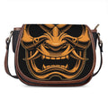 Japanese Warrior Mask Print Saddle Bag