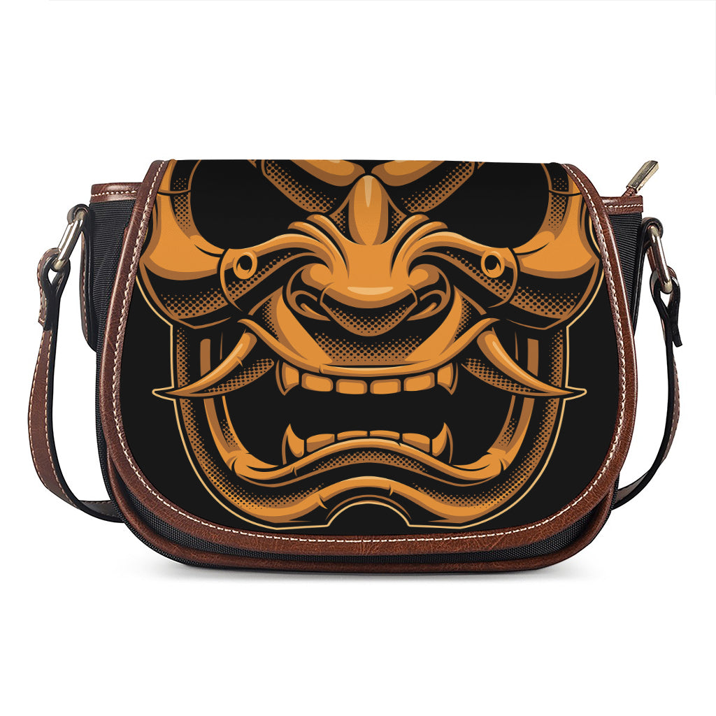 Japanese Warrior Mask Print Saddle Bag