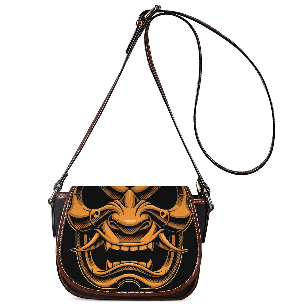 Japanese Warrior Mask Print Saddle Bag