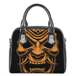 Japanese Warrior Mask Print Shoulder Handbag