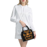 Japanese Warrior Mask Print Shoulder Handbag