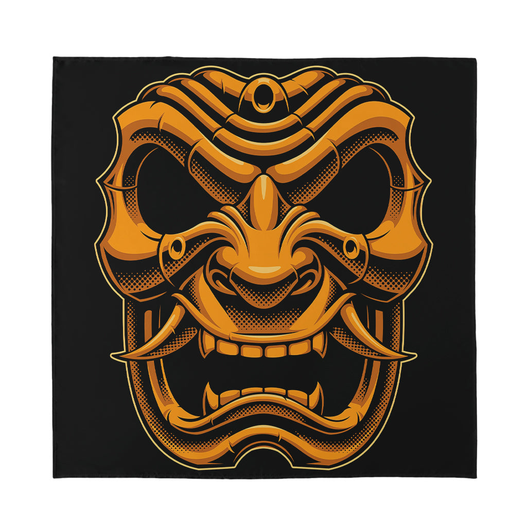 Japanese Warrior Mask Print Silk Bandana