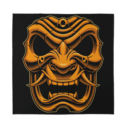 Japanese Warrior Mask Print Silk Bandana