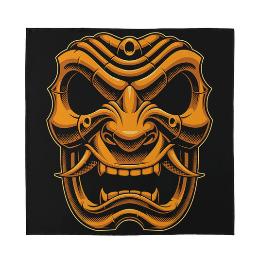 Japanese Warrior Mask Print Silk Bandana