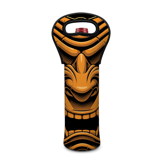 Japanese Warrior Mask Print Single Neoprene Wine Tote