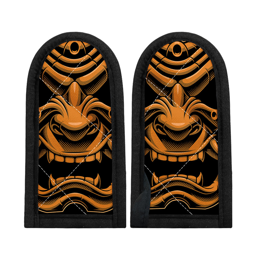 Japanese Warrior Mask Print Skillet Handle Cover