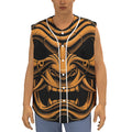 Japanese Warrior Mask Print Sleeveless Baseball Jersey