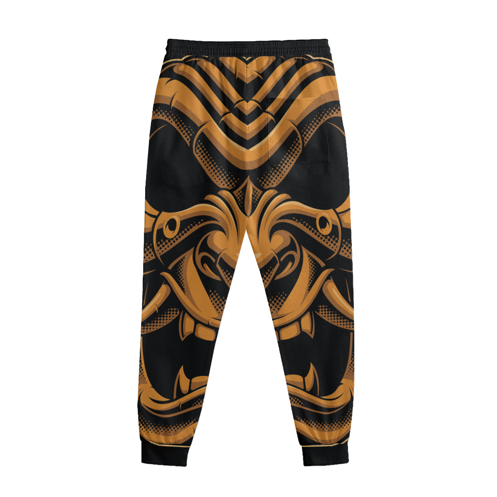 Japanese Warrior Mask Print Sweatpants