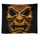 Japanese Warrior Mask Print Tapestry