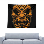 Japanese Warrior Mask Print Tapestry