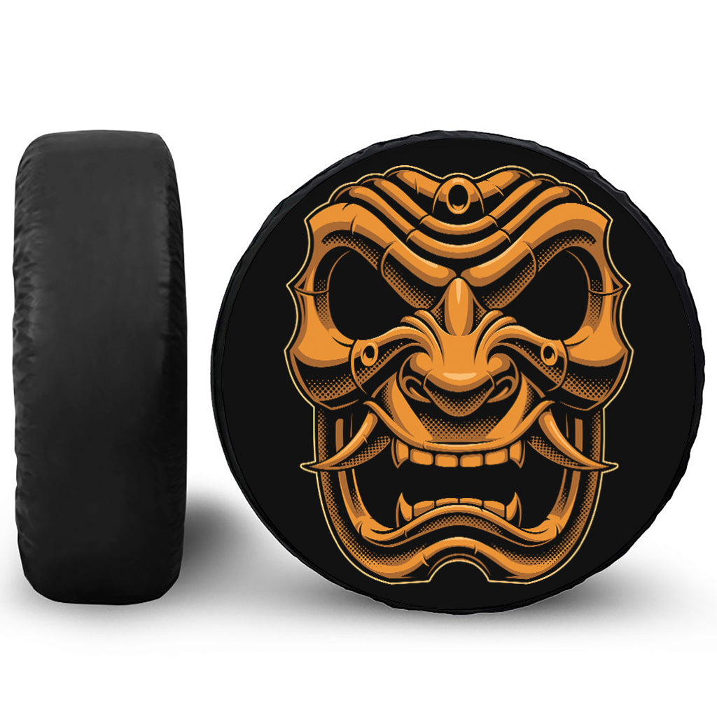Japanese Warrior Mask Print Tire Cover