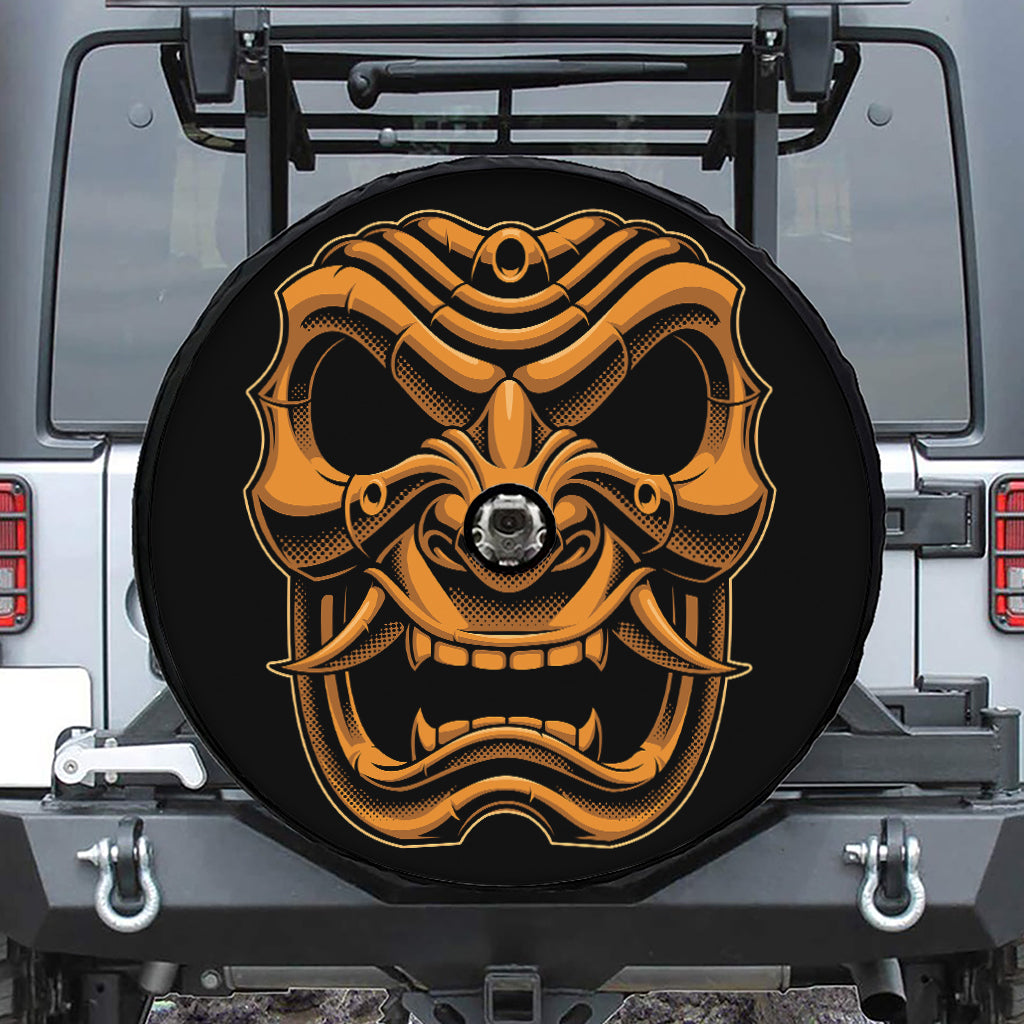 Japanese Warrior Mask Print Tire Cover With Camera Hole