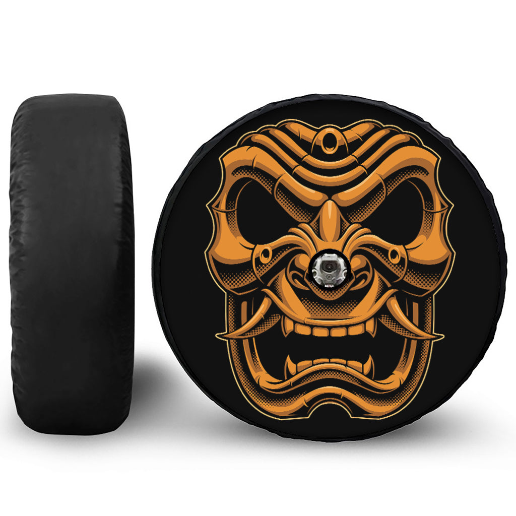 Japanese Warrior Mask Print Tire Cover With Camera Hole