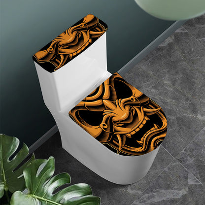 Japanese Warrior Mask Print Toilet Lid And Tank Cover Set