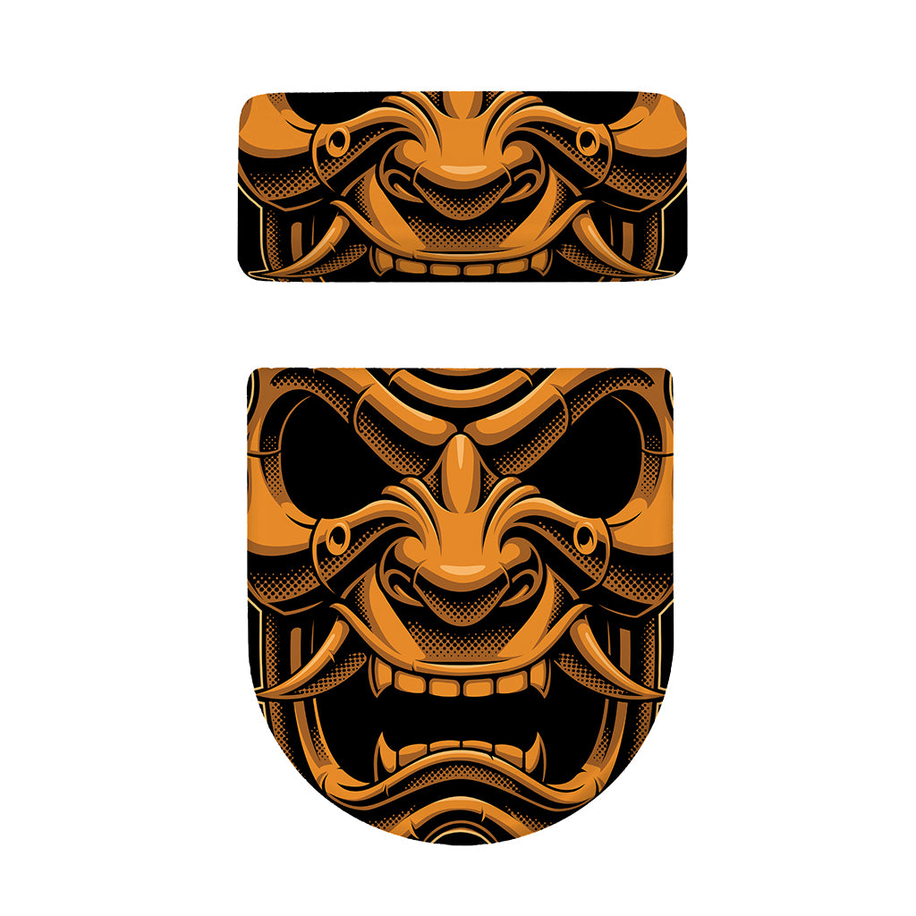 Japanese Warrior Mask Print Toilet Lid And Tank Cover Set