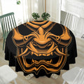 Japanese Warrior Mask Print Waterproof Round Tablecloth