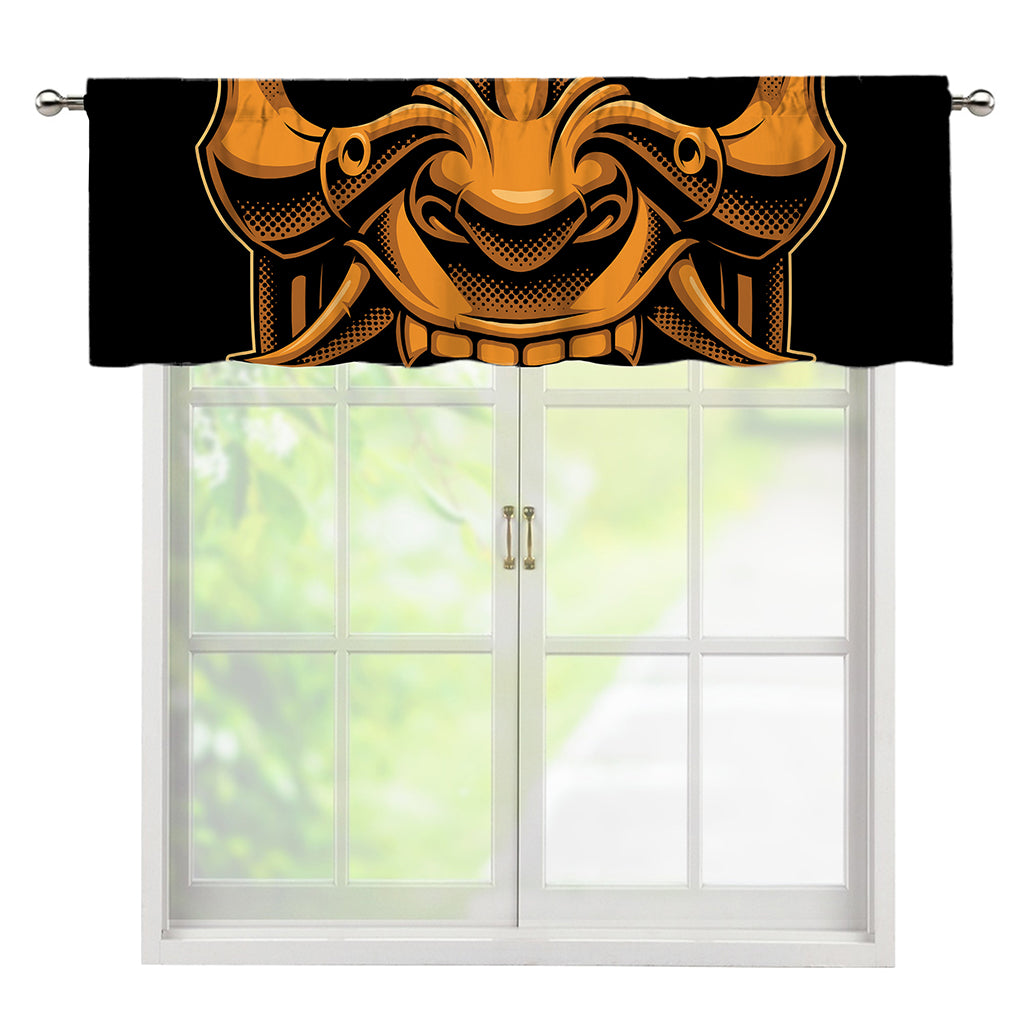 Japanese Warrior Mask Print Window Valance