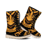 Japanese Warrior Mask Print Winter Boots