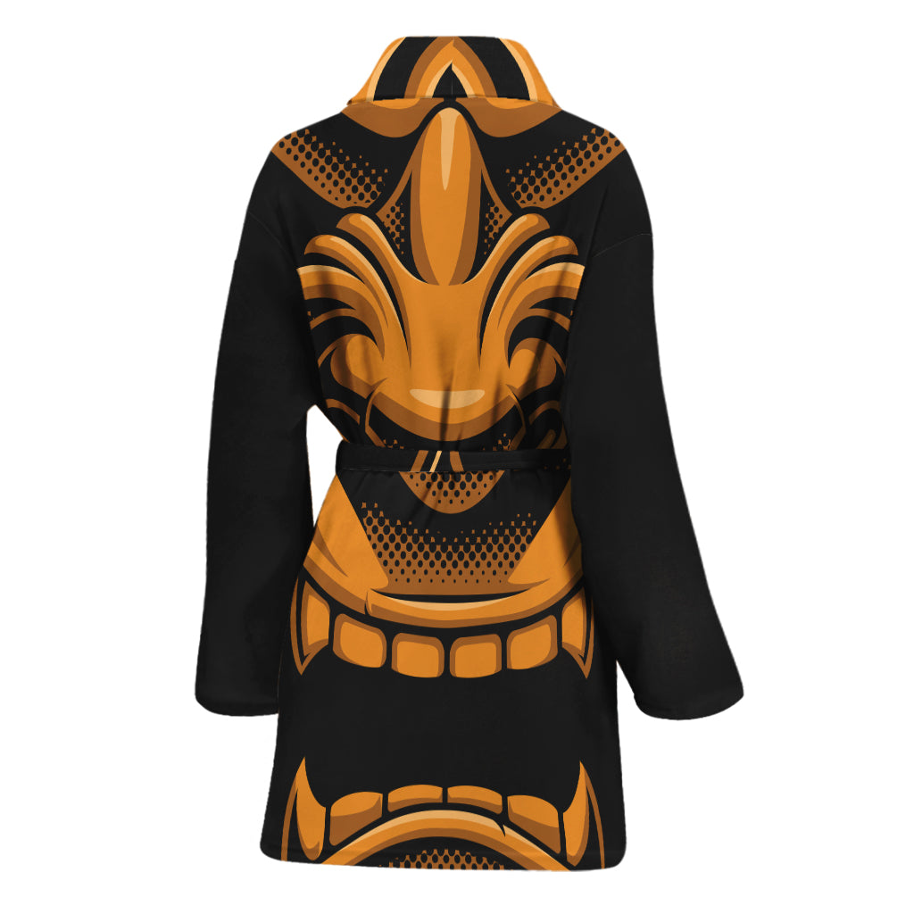 Japanese Warrior Mask Print Women's Bathrobe