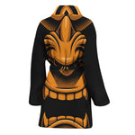 Japanese Warrior Mask Print Women's Bathrobe