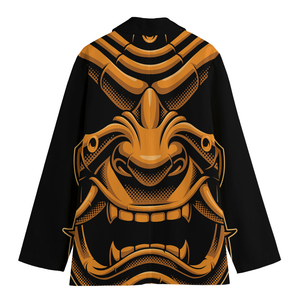 Japanese Warrior Mask Print Women's Blazer