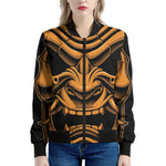 Japanese Warrior Mask Print Women's Bomber Jacket